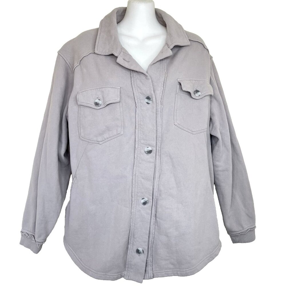 Gentle Fawn Women's Shirt Jacket Cotton Sweatshirt Fleece Shacket Taupe Medium